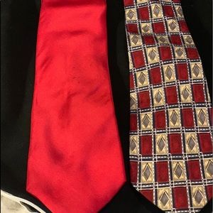 2pc Silk Tie Bundle -Red Solid and Print